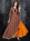Brown Colour Fancy Latest Designer Fancy Ethnic Wear Masloon Silk Anarkali Gown Collection 16